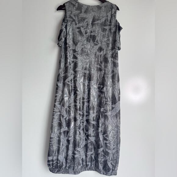 LACE Lagenlook Minimalist Gray Dress‎ Size XL French Canada Cut Out Texture - Picture 2 of 9
